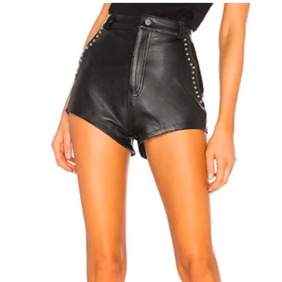 Understated Leather Studded Combo Shorts - Picture 1 of 4
